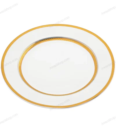 White Porcelain Plate with Gold Geometric Border 19 cm