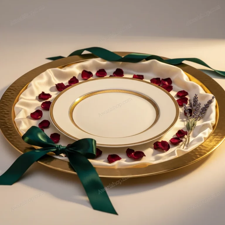 White Porcelain Plate with Gold Geometric Border — Festive Occasions